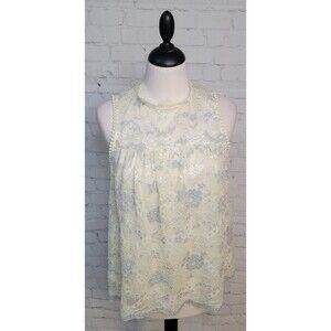Altar'd State Lace Sleeveless Blouse Sz Sm Keyhole Back Cottagecore High Neck